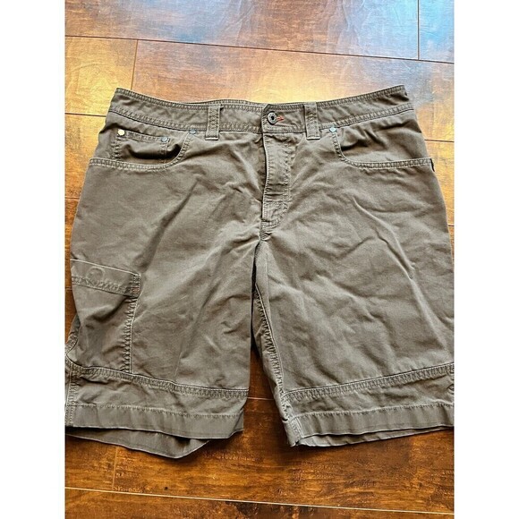 LL Bean Mens Brown Cargo Canvas Casual Short Hiking Outdoor Sz 35 501149 - Picture 1 of 5